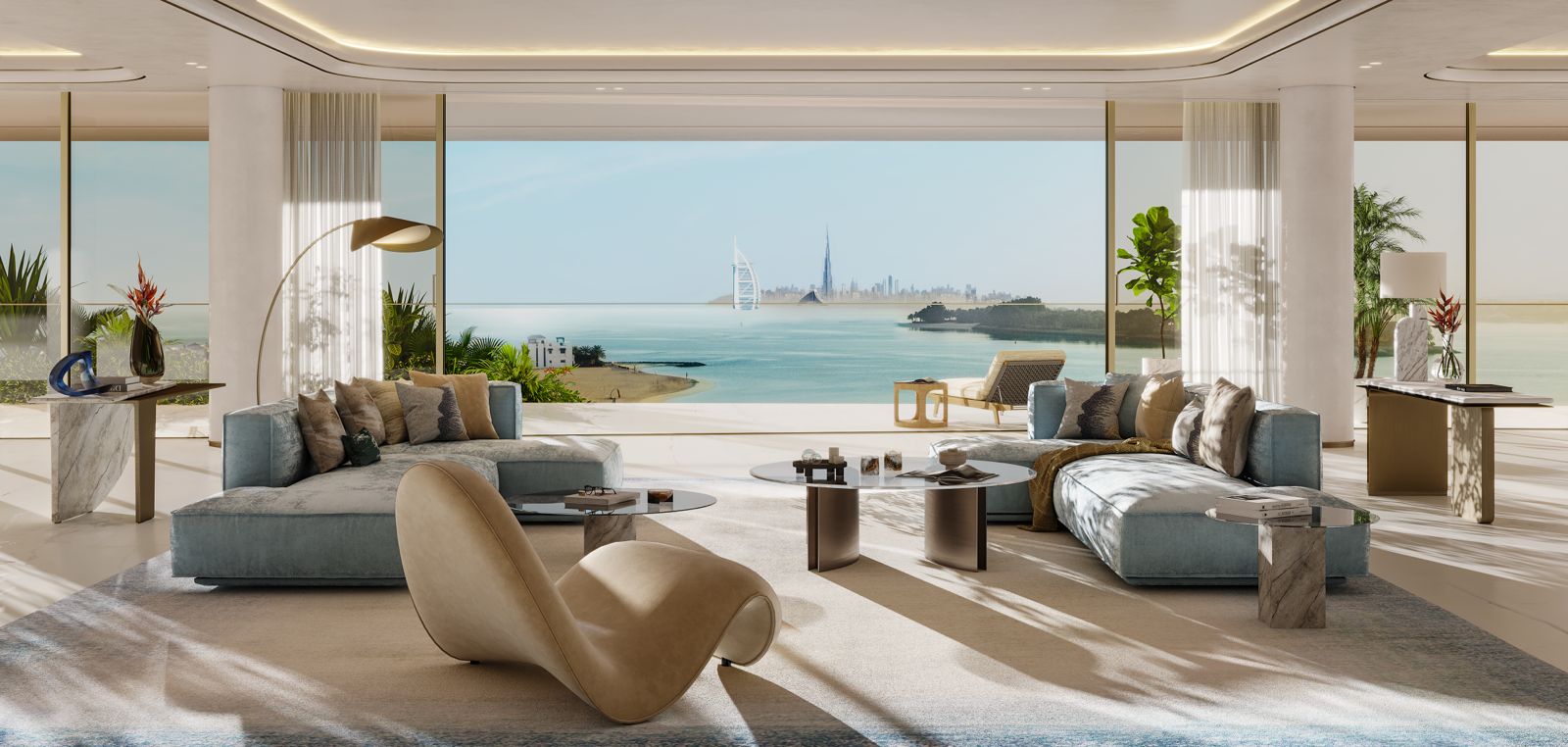 Daylight living room with Burj Al Arab view